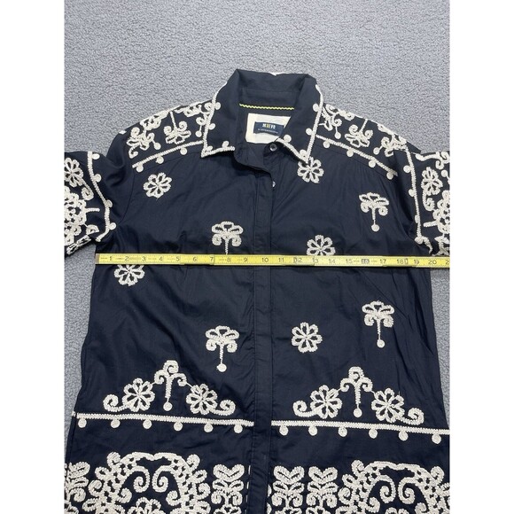 Anthropologie Maeve Mini Shirt Dress Black Embroidery Boho Retro Preppy Sz S NWT - Picture 8 of 13